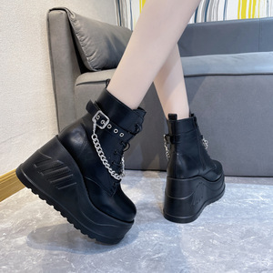 women platform boots big size 43 punk boots女鞋大码高跟短靴