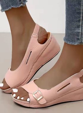 romn women wedge sandals ldies shoes size 43女罗马坡跟凉鞋