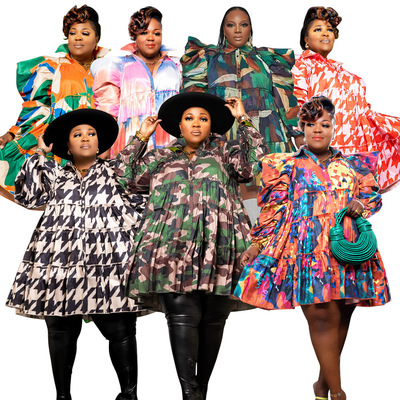 Large size women's fashion dress, shirt skirt