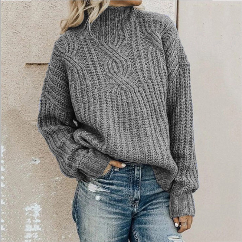 Women's sweaters, women's high necked knitted tops, pullover