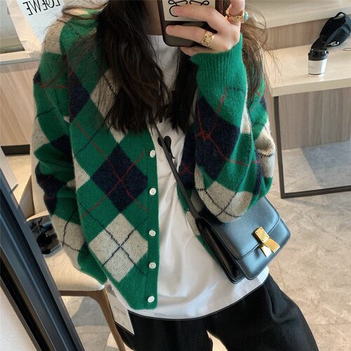 Knitted cardigan womens loose autumn winter clothing sweater