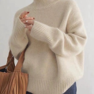 Collar Versatile Knitted women Base High Hoodie Sweater