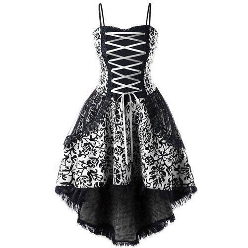 欧美女装吊带蕾丝连衣裙lady irregular condole belt lace dress