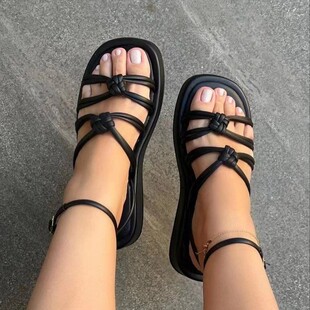 大码外穿厚底编织沙滩凉鞋女鞋women flat sandals big yards 43