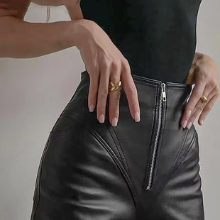 women long Casual leg pants small sexy leather