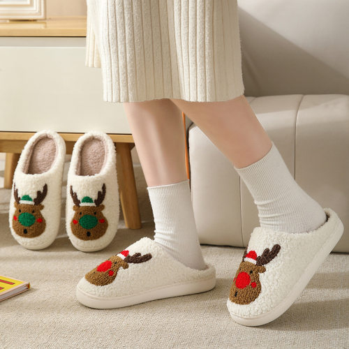 New Christmas reindeer cotton slippers for men and women