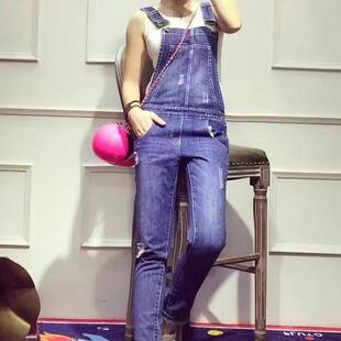 新款牛仔背带裤女2025年春夏秋新款修身显瘦长裤百搭连体裤破洞