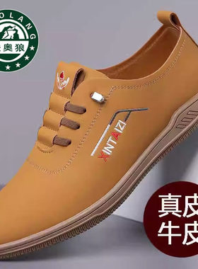 男士真皮运动休闲厚底软底驾车鞋
