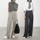 子女春夏休闲弯刀阔腿裤 老钱风裤 加长7630 裤 夏莫卡高级感灰色西装