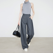 天丝羊毛阔腿裤 夏莫卡高级灰色西装 子女新款 老钱风裤 加长6648 裤