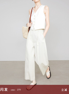 夏莫卡米灰色茧型泡泡裤女夏季天丝棉阔腿裤row风九分西装裤7841