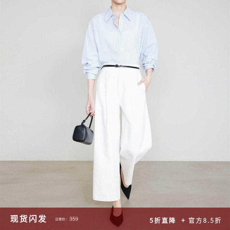 夏莫卡白色九分裤女春夏季老钱风西装裤斜纹棉显瘦九分直筒裤6777,女装/女士精品,休闲裤,淘宝优惠券,粉丝福利购,淘宝优惠卷