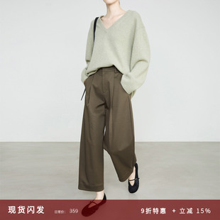 7925 裤 夏莫卡榉木色九分阔腿裤 女秋冬ol通勤row风垂感天丝棉西装