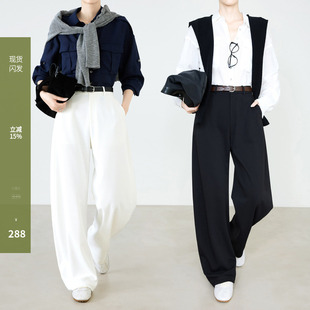 加长9724 立裁解构风显瘦黑色弯刀裤 夏莫卡白色阔腿裤 女2026春新款