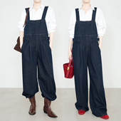 阔腿活性染不易掉色连体牛仔裤 夏莫卡原牛蓝背带裤 女2026新款 6831