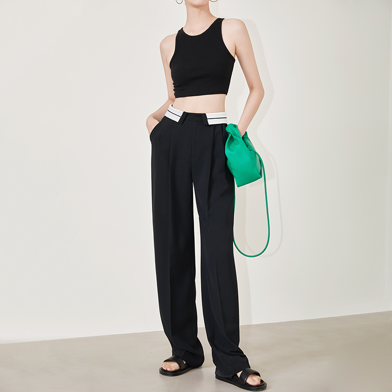 夏莫卡小众翻折腰调性雅痞西装裤