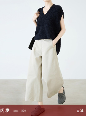 夏莫卡米灰色九分气球裤女春夏新款显瘦奶奶裤休闲阔腿西装裤7912