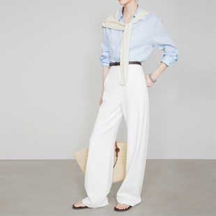 裤 夏莫卡防透白色裤 高智通勤西装 抗皱垂感直筒裤 7882 子女2026新款