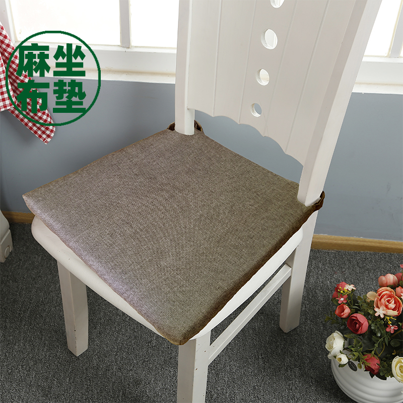 可拆洗麻布海绵餐椅垫优欧宜