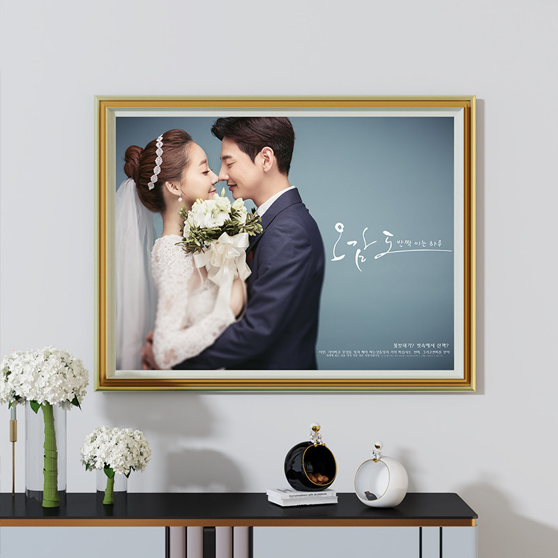 结婚照相框挂墙冲洗照片打印加画框婚纱照放大做成框架全家福定制