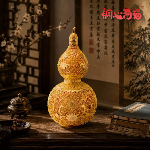 鎏金花丝葫芦黄铜摆件乔迁送礼