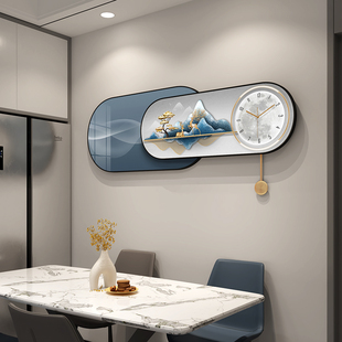 挂钟钟表客厅2024新款 饰餐桌挂表 创意现代简约大气免打孔高级感装