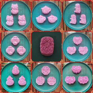 定做高级弹簧手压模具中国风建筑网红兔子流心月饼模具