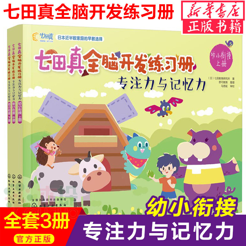 七田真全脑开发练习册(专注力与记忆力幼小衔接上中下)  思维开发脑力幼升小学前班教材书籍思维训练书左脑右脑开发
