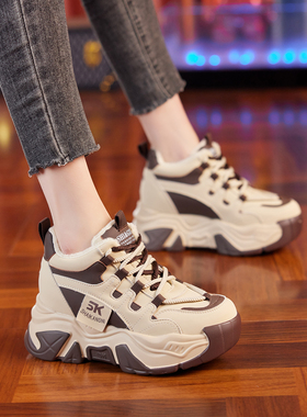 7CM内增高老爹鞋女2025秋冬新款小个子厚底爆款复古休闲运动女鞋
