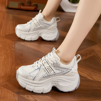 内增高老爹鞋女2025春季新款厚底小个子松糕透气休闲配阔腿裤鞋子