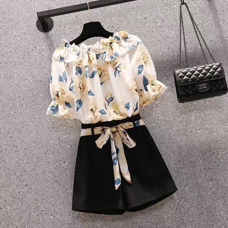 单件/套装大码女装2025夏装遮肚显瘦套装胖妹妹遮肉微胖两件套装