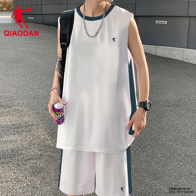 乔丹篮球服运动套装男2025新款夏季休闲速干短袖t恤篮球背心球衣