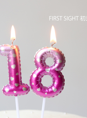粉色数字蜡烛生日蛋糕装饰插件儿童周岁派对氛围感布置拍照道具
