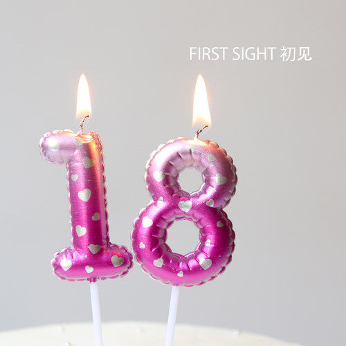 粉色数字蜡烛生日蛋糕装饰插件儿童周岁派对氛围感布置拍照道具