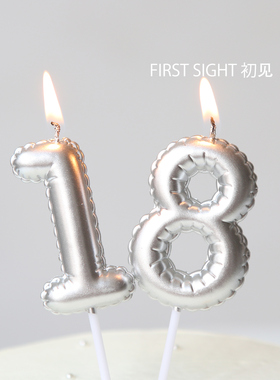 银色数字蜡烛儿童周岁宝宝生日场景装饰蛋糕创意插件氛围感布置