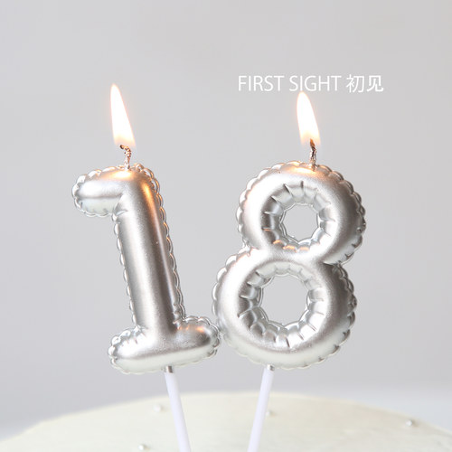 银色数字蜡烛儿童周岁宝宝生日场景装饰蛋糕创意插件氛围感布置
