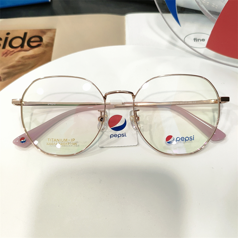 54mm百事可乐pepsi眼镜框男时尚圆框眼镜架近视镜超轻钛架320014