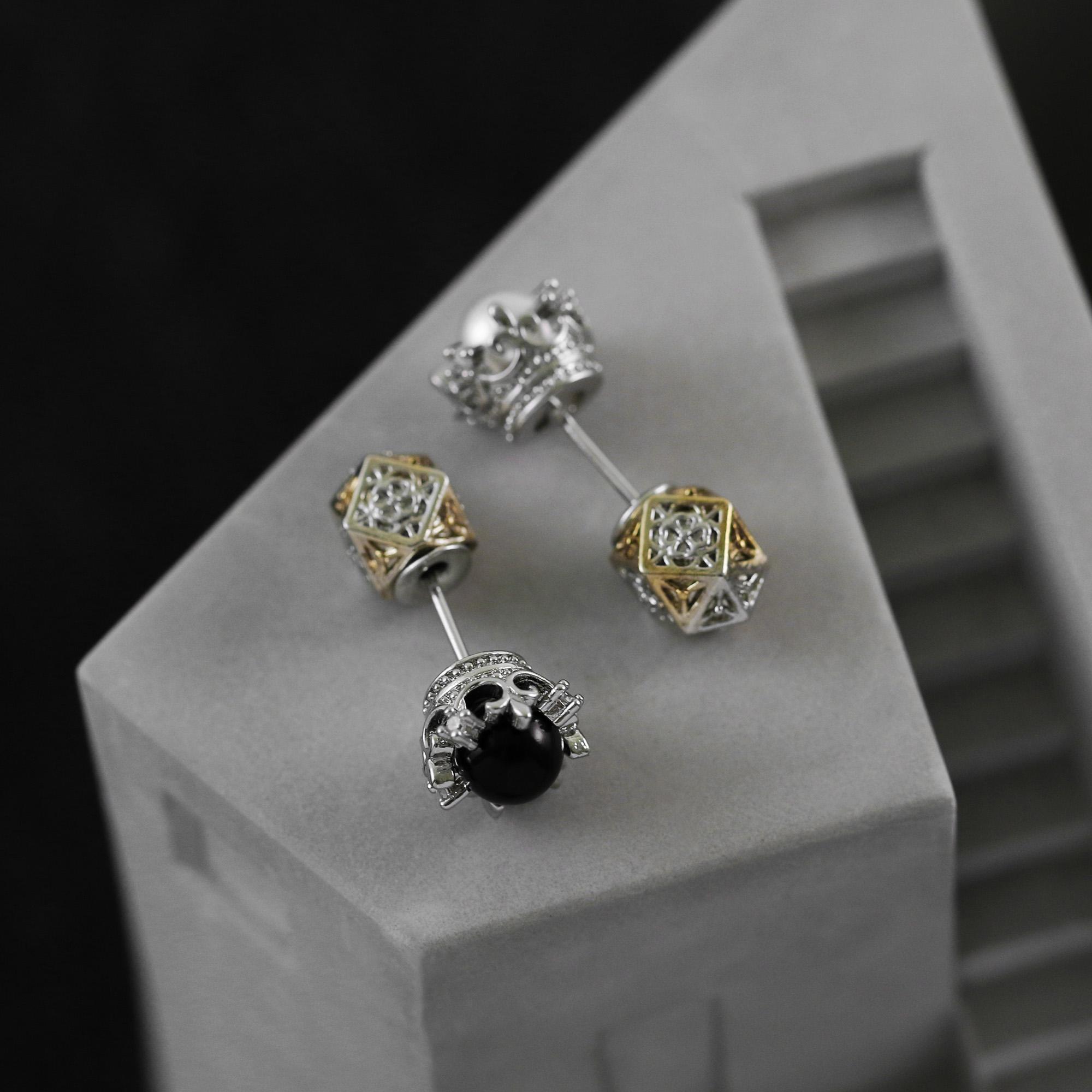 925纯银皇冠珍珠魔方权杖耳钉女2025年新款爆款高级感耳环耳饰