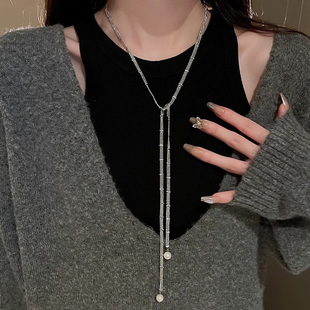 珍珠项链女轻奢高级感小众大气高档长款配饰装饰秋冬毛衣链90cm