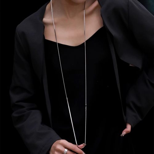 925纯银蛇骨链项链女长款毛衣链