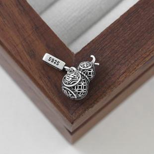 复古925纯银镂空大吉大利葫芦单独银饰吊坠女项链单坠挂件1.8*1cm