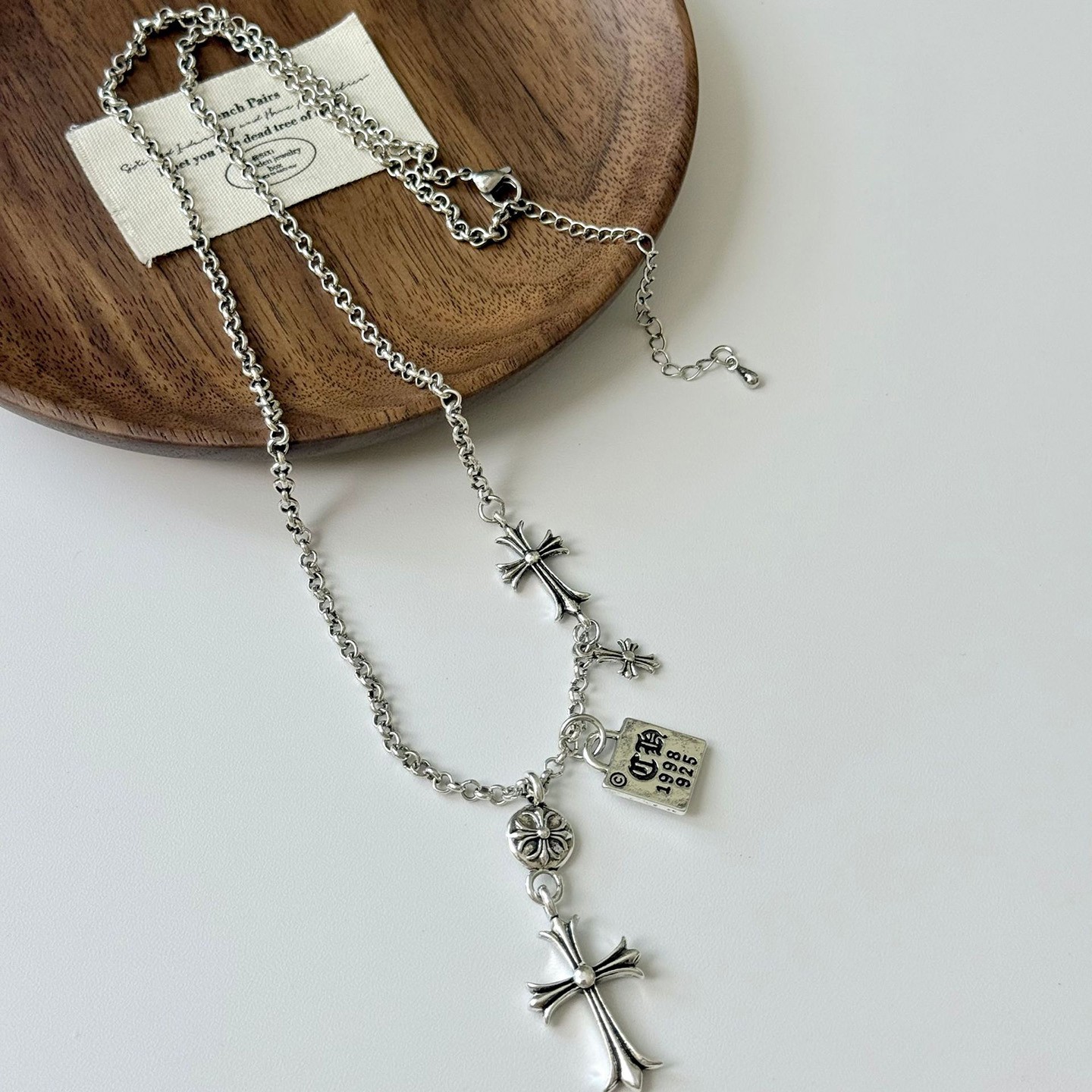 复古克克十字架吊坠项链女高级感