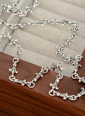 复古925纯银克克鸢尾花项链女