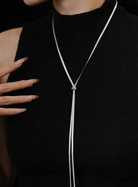 925银抽拉式蛇骨链项链女毛衣链