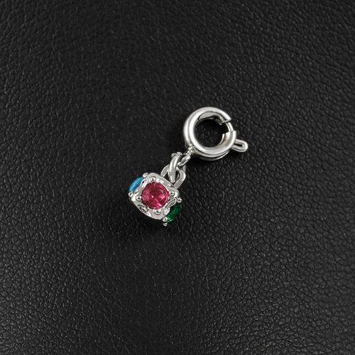 925纯银幸运实心彩虹骰子吊坠女