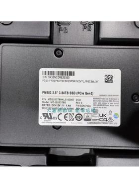 全新三星 PM983 U.2 PM9A3 U2 3.84T MZQLB3T8HALS-00007固态硬盘
