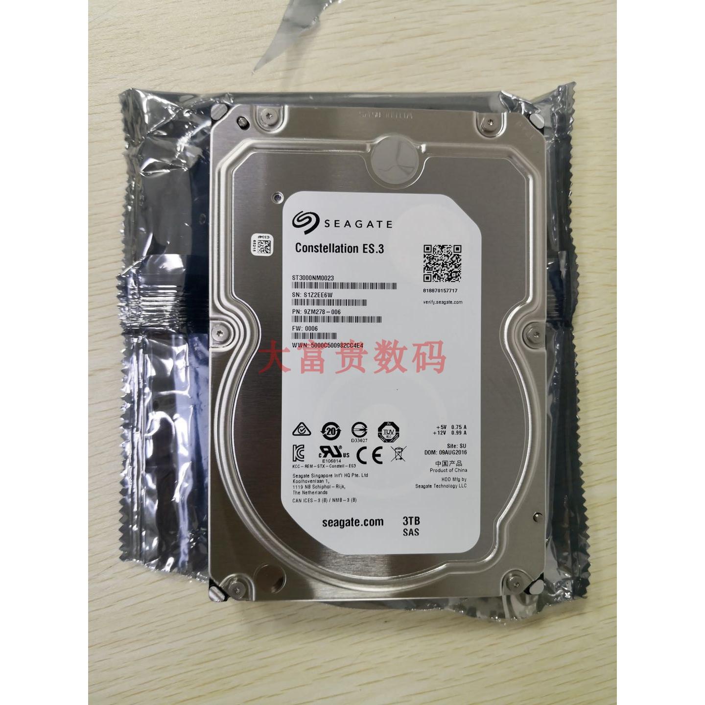 希捷3TB7.2KSAS0通电