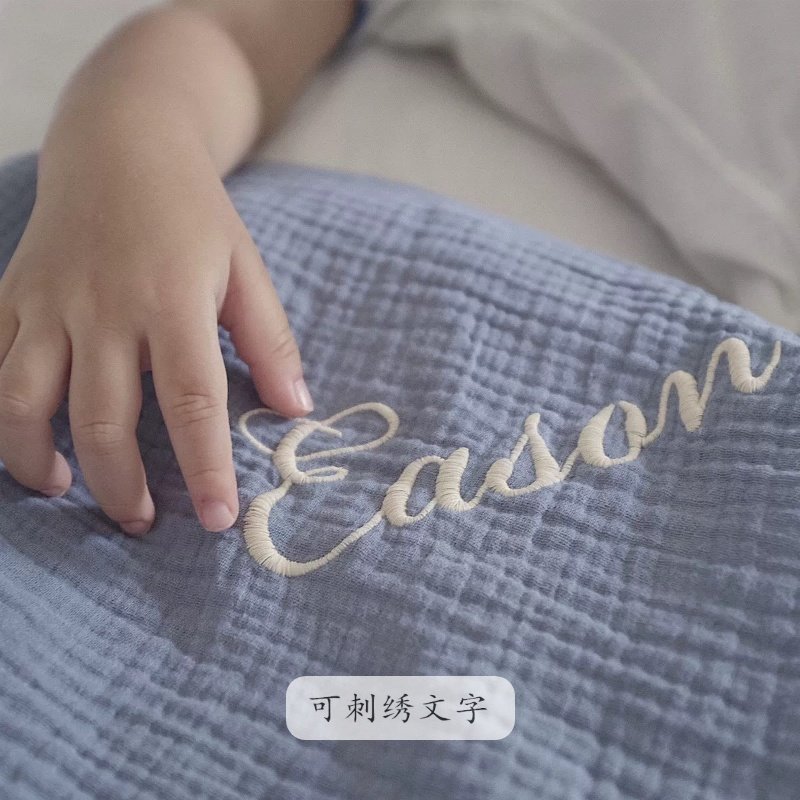 【定制名字】ins风婴儿蕾丝边泡泡纱布浴巾纯棉吸水宝宝推车盖毯