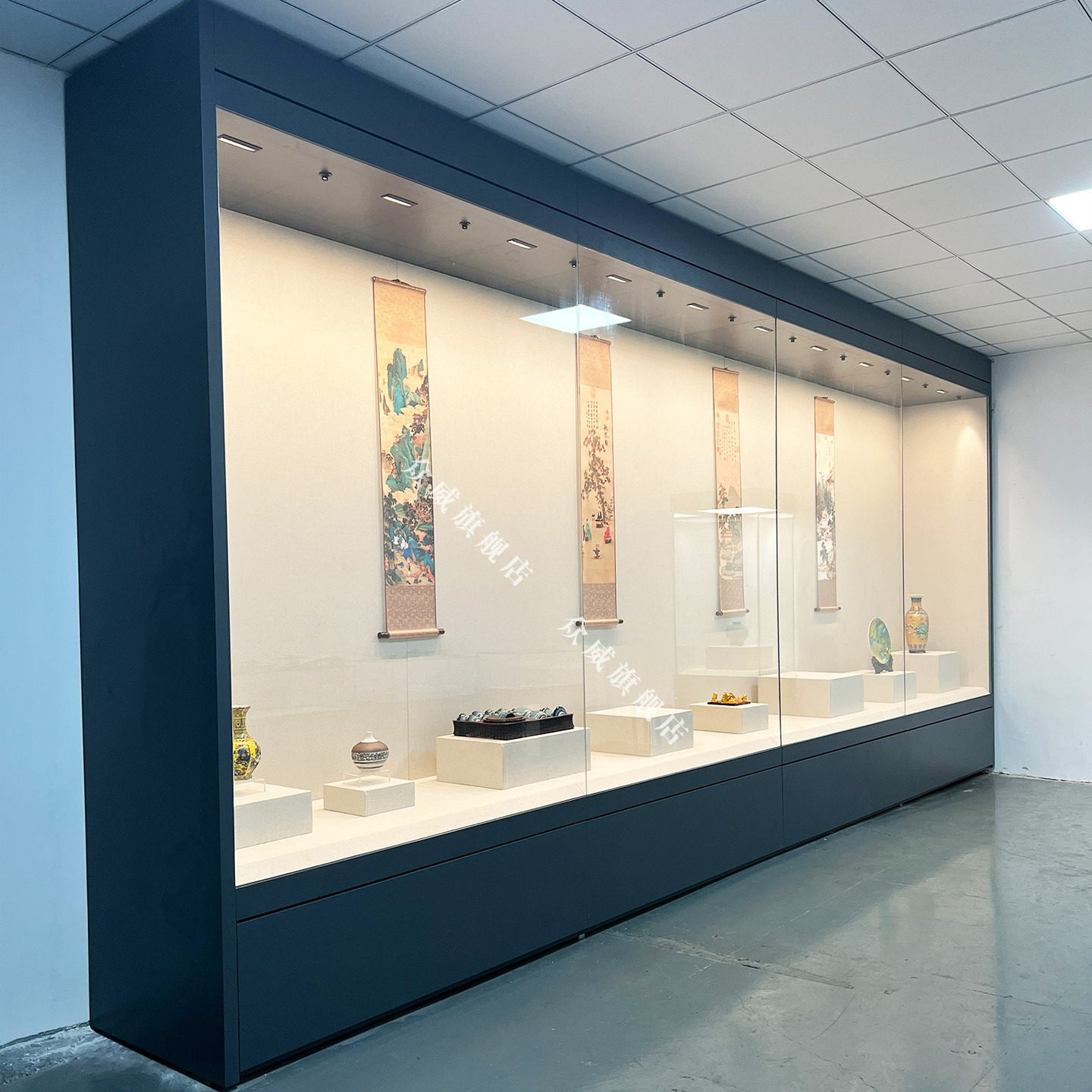 博物馆玻璃展示柜文物字画古董瓷器展柜恒温恒湿电动平移