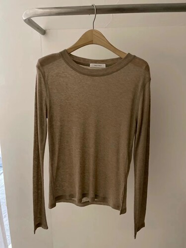 现货TALK韩国圆领衣襟开叉打底衫